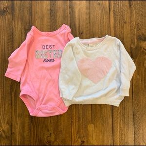 3 month sweater and onesie set
